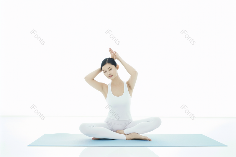 训练白底女人女性健身减肥瑜伽冥想热身健康养生摄影,高清,摄影图,摄影图片,图片大全,摄影图免费下载